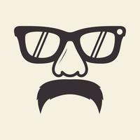homem vintage com óculos escuros e barba logotipo símbolo vetor ícone ilustração design gráfico