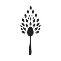 colher de comida de natureza com logotipo de folha símbolo vetor ícone ilustração design gráfico