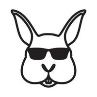 design de ilustração de ícone de vetor de logotipo de desenho animado de coelhos de cabeça legal