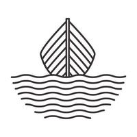madeira de barco com linhas de água do mar hipster logotipo símbolo vetor ícone ilustração design gráfico