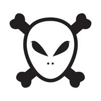alienígena com design de logotipo de osso cruzado vetor gráfico símbolo ícone sinal ilustração ideia criativa