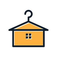 pano de cabide com design de ilustração de ícone de vetor de logotipo de linha de casa ou casa