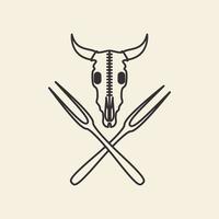 cabeça de vaca crânio grelha design de logotipo vetor ícone símbolo ilustração