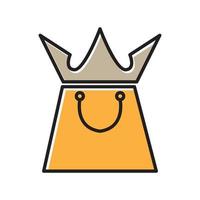 saco de loja com design de ilustração de ícone de vetor de logotipo do rei da coroa