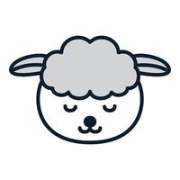 cabeça de ovelha ou cabra dorme ilustração em vetor logotipo bonito dos desenhos animados