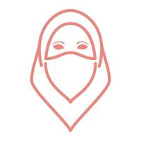 mulheres linha hijab com máscara logotipo símbolo vetor ícone ilustração design gráfico