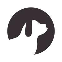 cabeça de cachorro no círculo preto logotipo símbolo ícone vector design gráfico ilustração
