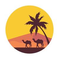 deserto abstrato com camelo coco árvores logotipo símbolo vetor ícone ilustração design gráfico