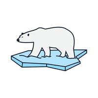 urso polar com contorno de arte de linha de iceberg design de ilustração de ícone de vetor de logotipo abstrato