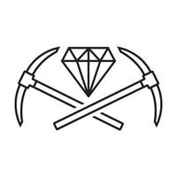 mineiros com linhas de diamante design de logotipo vetor ícone símbolo ilustração