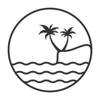 círculo água praia e coqueiros linhas logotipo vetor símbolo ícone design ilustração gráfica