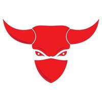 mascote vermelho abstrato com design de ilustração de ícone de vetor de logotipo de chifre
