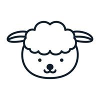 linha de cabeça de ovelha ou cabra sorri ilustração em vetor logotipo bonito dos desenhos animados