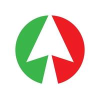 design de ícone de vetor de logotipo de cor de direção de seta italiana