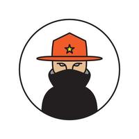 hipster chefe xerife linhas logotipo vetor ícone símbolo design gráfico ilustração