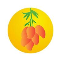 frutas manga abstrata laranja com ilustração de ícone de símbolo de vetor de design de logotipo de folha verde