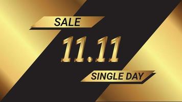 venda do dia dos solteiros 11 de novembro com um tema preto e dourado. vetor