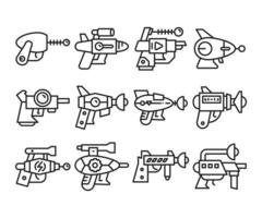 conjunto de ícones de arma blaster e arma de raio vetor