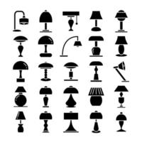 lâmpada de cabeceira e ícones de lâmpada de mesa vetor