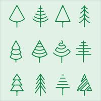 conjunto de pinheiros árvore logotipo linha arte simples ícone isolado ilustração vetorial modelo design gráfico. coleção de pacotes de vários símbolos de pinheiro de forma minimalista da natureza vetor
