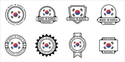 conjunto de feito na coreia do sul logo contorno ilustração vetorial modelo ícone design gráfico. coleção de pacotes do país de bandeira com vários crachá e tipografia vetor