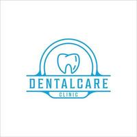 clínica odontológica dente logotipo linha arte vintage ilustração vetorial modelo ícone design gráfico vetor