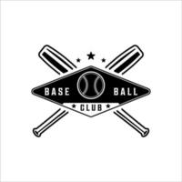 logotipo de beisebol ilustração vetorial vintage modelo ícone design gráfico. silhueta de esporte de símbolo retrô de bola e taco para clube profissional e academia vetor