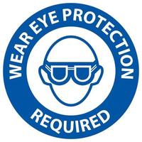 observe usar proteção para os olhos em fundo branco vetor