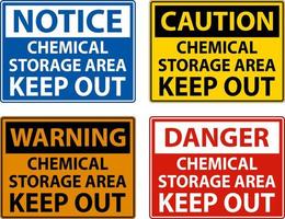 etiqueta área de armazenamento de produtos químicos mantenha fora o sinal vetor