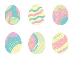 conjunto de ovos de páscoa simples com um padrão abstrato em tons pastel em um estilo simples vetor