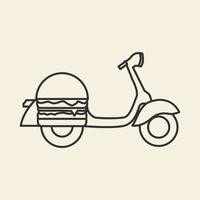 entrega de fast food de linhas com ilustração de símbolo de ícone de vetor de design de logotipo de motocicleta clássica