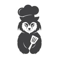 lobo animal fofo com ilustração de design gráfico de vetor de ícone de logotipo de chef