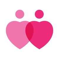 coração duplo ou amor abstrato rosa símbolo símbolo ícone vetor ilustração design gráfico