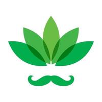 folha verde abstrata com cabeça pessoas barba logotipo vetor ícone ilustração design