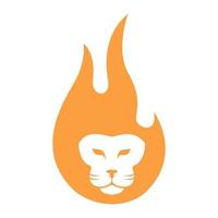 flare de fogo com design de ilustração de ícone de vetor de logotipo de leão