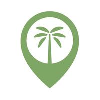 palma simples com design de ilustração de ícone de vetor de logotipo de localização de mapa de pinos