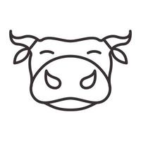 animal cartoon cabeça fofa vaca linhas logotipo vetor símbolo ícone design ilustração