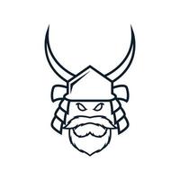 samurai japonês asiático com ilustração de ícone de vetor de logotipo de barba