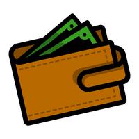 Ícone de vetor de dinheiro carteira