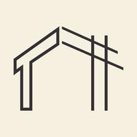 linha hipster construção logotipo casa símbolo ícone vetor design gráfico ilustração ideia criativa