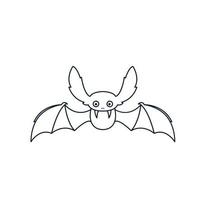 design de ilustração vetorial de logotipo de arte de linha fofa de morcego vampiro vetor