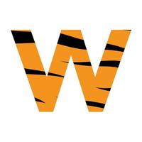 letra w para design de ilustração de ícone de vetor de logotipo de tigre selvagem