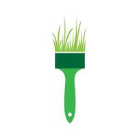 grama verde com pincel logotipo símbolo ícone vetor design gráfico ilustração ideia criativa