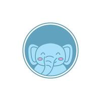 cabeça de elefante sorrir ilustração em vetor logotipo bonito dos desenhos animados