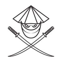 vintage de vetor de logotipo de ninja de espada cruzada