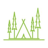 árvore com linha de acampamento logotipo ao ar livre ícone de vetor símbolo ilustração de design gráfico