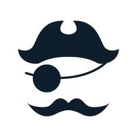 silhueta de piratas com design de ilustração de ícone de vetor de logotipo simples de barba