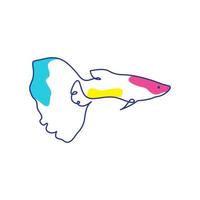 arte de linhas com design de logotipo de peixe-lutador-siamês de cor abstrata vetor ícone símbolo ilustração