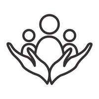 mão de linha rezar com logotipo de caridade comunitária símbolo vetor símbolo ilustração design