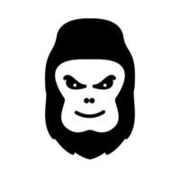 animal bonito cabeça de gorila preto sorriso feliz logotipo vetor ilustração design